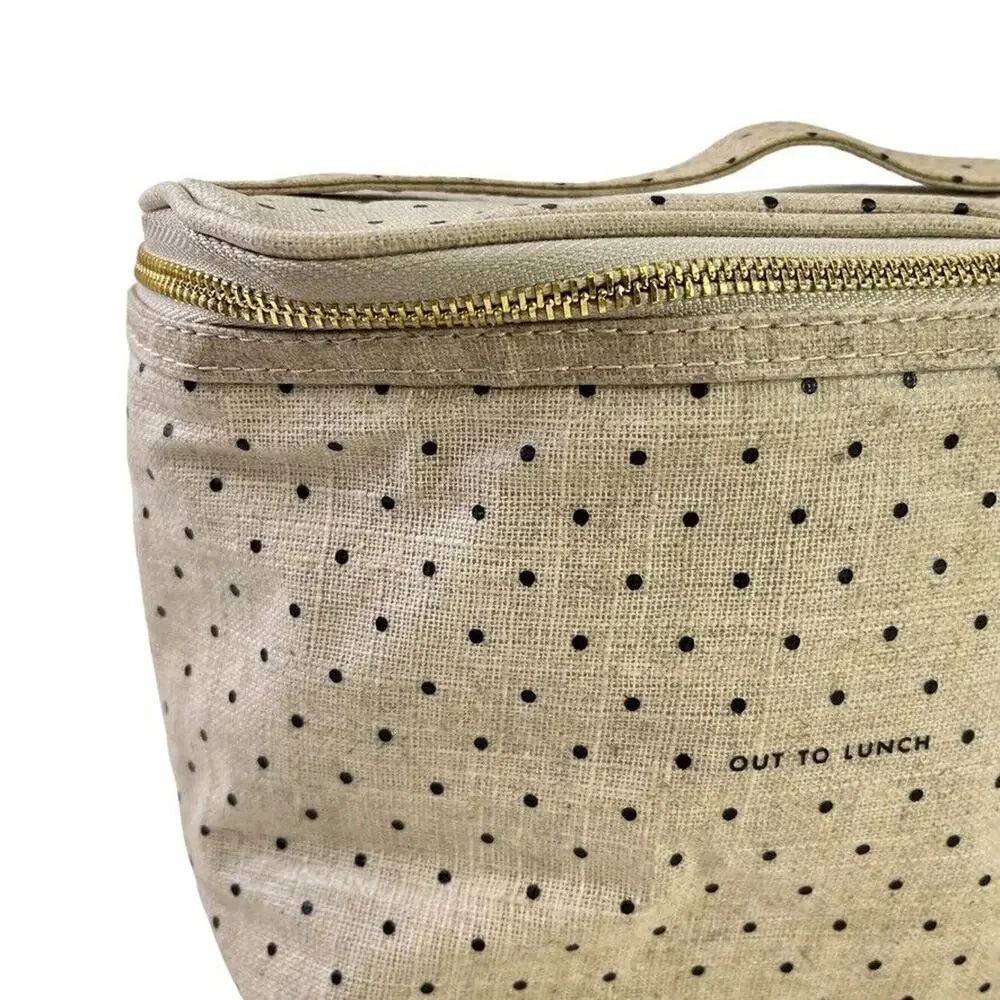 Kate Spade New York Out to Lunch Beige Black Polka Dot Tote Bag Handbag Cooler
